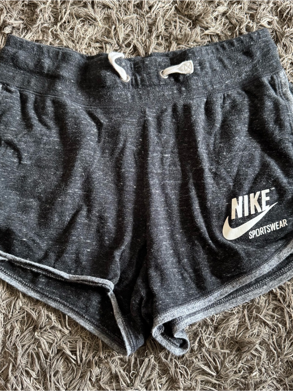 Nike Kids Charcoal Heather Athletic Shorts with White Logo
